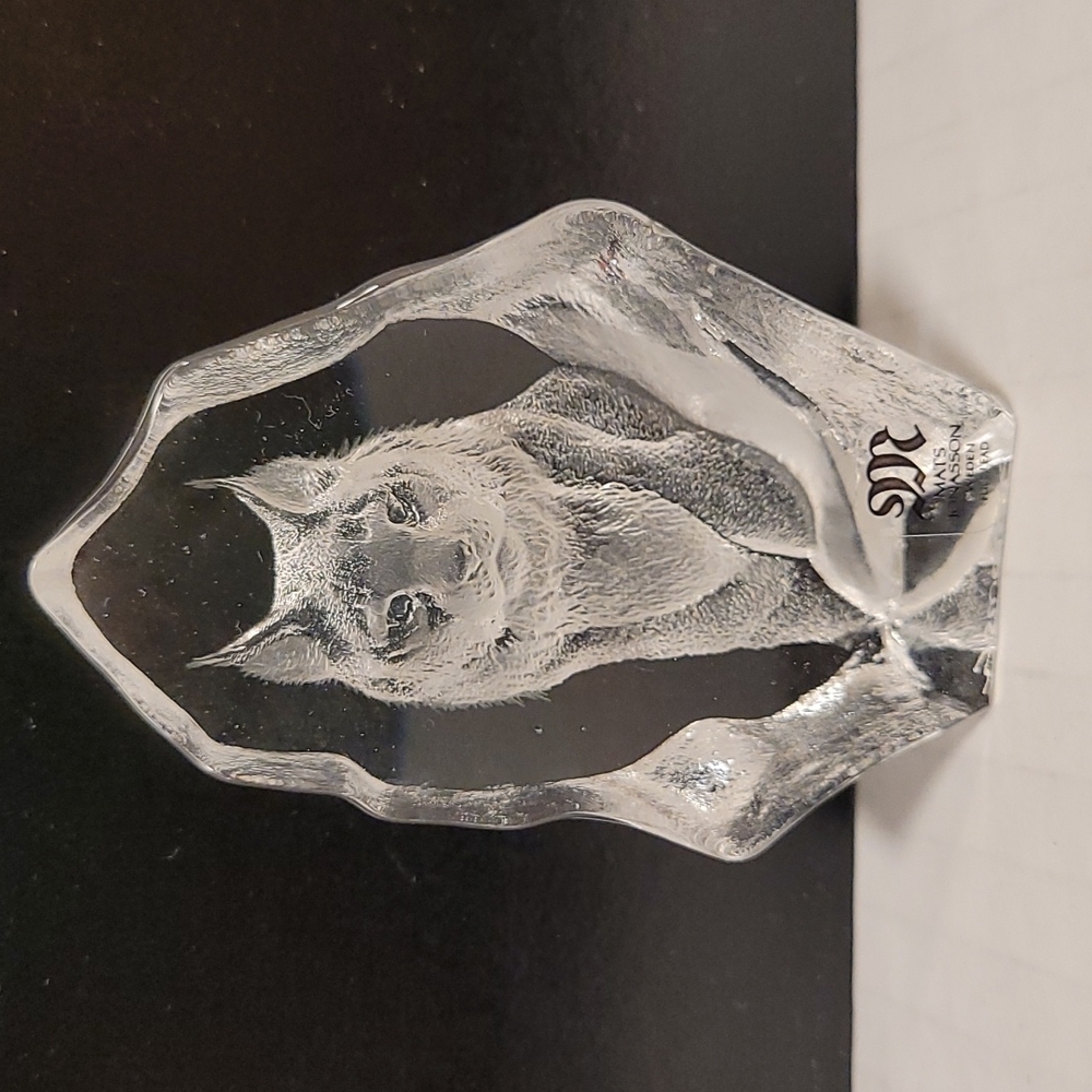 Gorgeous Mats Jonasson Lynx Crystal Sculpture